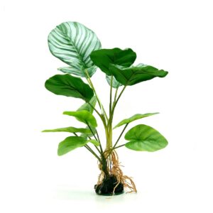 Broad Leaf Realistic Plastic Aquatic Plant- Weighted Base, Life-like Movement- Perfect for Aquarium or Pond