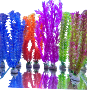 10 PACK Colorful Realistic Plastic Aquatic Plants- Weighted Base, Life-like Movement- Perfect for Aquarium or Pond